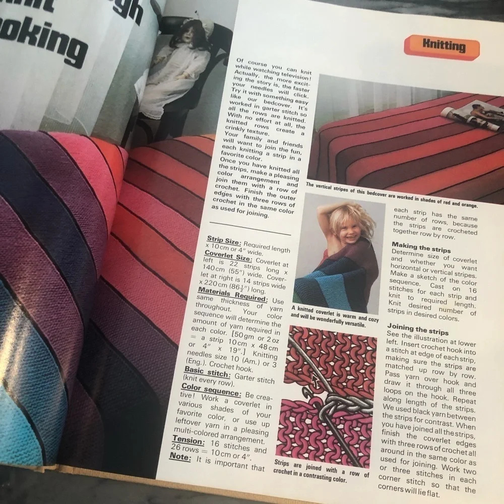 Home decorating with knitting and crochet Mary Harding 1973 1975 BoHo needlework - Picture 2 of 15